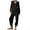 Black, variant on LANGWYQU Women 2 Pieces Knit Set Long Sleeved V-Neck Sweater & Casual Jogger Pants