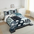 thumbnail image 3 of jejeloiu Happy Camping Full Size Comforter Sets,Wild Bear Deer Bedding Comforter Set,Blue Black Bedding Sets For Boys Kids,Super Cozy Room Decor,3pcs, 3 of 8