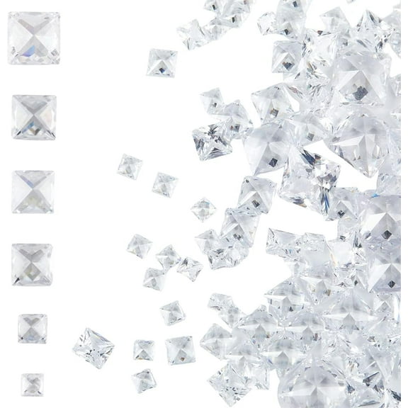 1 Box 200pcs 6 Size Square Cubic Zirconia Cabochons Loose CZ Stones Faceted Cabochons Flatback Crystal Rhinestone Diamante Gems for Earring Bracelet Pendants DIY Jewelry Making