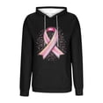 thumbnail image 4 of Zynoxe Womens Breast Cancer Awareness Hoodies Casual Soft Ribbed Knit Drop Shoulder Long Sleeve Lounge Hooded Sweatshirt with Pocket Black1 2XL, 4 of 5
