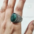 thumbnail image 6 of Emerald Corundum Mans Ring, Natural Emerald Corundum, May Birth Ring, Silver Jewelry, 925 Silver Ring, Gift, Heavy Mens Ring, Arabic Design, Ottoman Style Ring, Christmas, Turkey Mens Signet Ring, 6 of 7