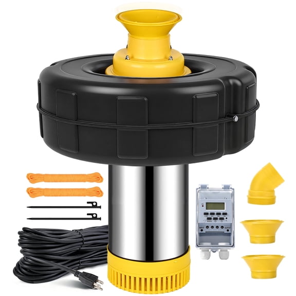 Pond Fountain Aerator, SCHUPETHAUER 1HP 110V 750W 15000 GPH Stainless Steel Floating Fountain Pump, Powerful Aerator Fountain for Larger Ponds, Lakes, 100FT Power Cord, Timer, 3 Nozzle, 2x100FT Rope
