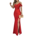 thumbnail image 2 of Women's Evening Gown Party Dress Strapless Side Slit Waist Defining Bodycon Sexy Cocktail Dress for Banquet Spring Fall,Red,XL, 2 of 6