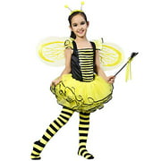 IKALI Bumble Bee Costume for Girls Kids Honeybee Fancy Dress Up Outfit Fairy Ballerina Tutu Skirt Set(7-8Y)