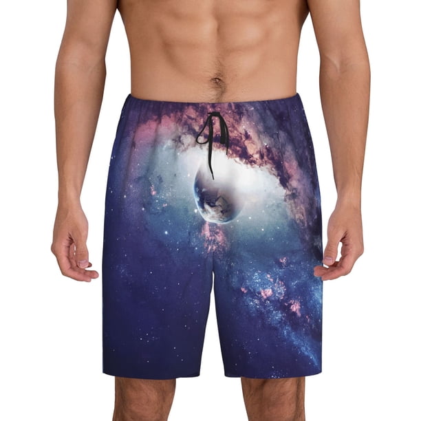 Fotbe Planets Stars And Galaxies Pantalones Cortos de Pijama para Hombre, Ropa de Dormir, Pantalones de Pijama Cortos para Hombre-Large