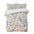 thumbnail image 2 of Quilts Twin XL Size, Garden Flora Illustrations Soft Comforter Bedding Set for Bed, Blue Yellow Flowers Lightweight Quilted Bedspread with Pillow Cover(2 Pieces) for All Season, 68x98 Inch, 2 of 6