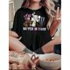 thumbnail image 1 of Women's Fun Graphic Tee - Casual Crew Neck Short Sleeve T-Shirt with Unique Letter Print, Stretchy Polyester Blend, Machine Washable, Perfect for Summer & Spring - Fashionable Women's Top, 1 of 6