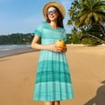 thumbnail image 4 of Vsdgher Turquoise Sarcelle pour Femmes Été 2025 Décontracté Robes Midi Maxi Légères Manches Courtes Col Rond Robe de Plage, 4 of 6