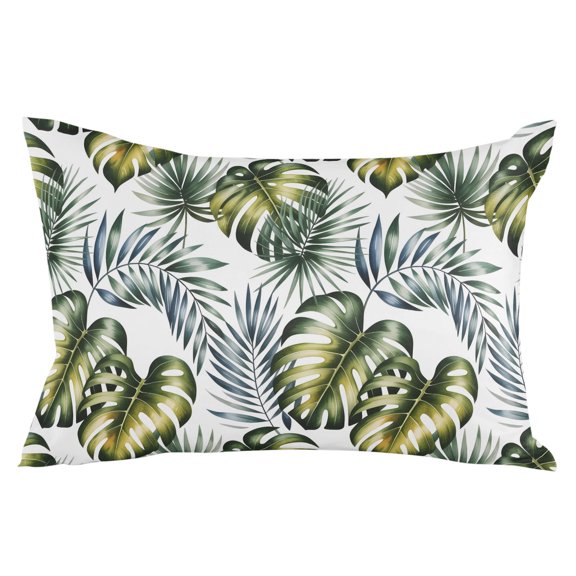 Tropical Palm Throw Pillow Cover 20 x 30 Inch Decorative Pillow Cover Summer Modern Dark Green Botanical Leaves Lumbar Pillowcase Seasonal Rectangle Cushion Case for Couch Sofa Bed Living Room