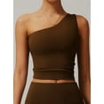 thumbnail image 2 of Women'S One Shoulder Tank Tops Sleeveless Slim Fit Cropped Tee Shirt Y2k Tops Brown S, 2 of 8