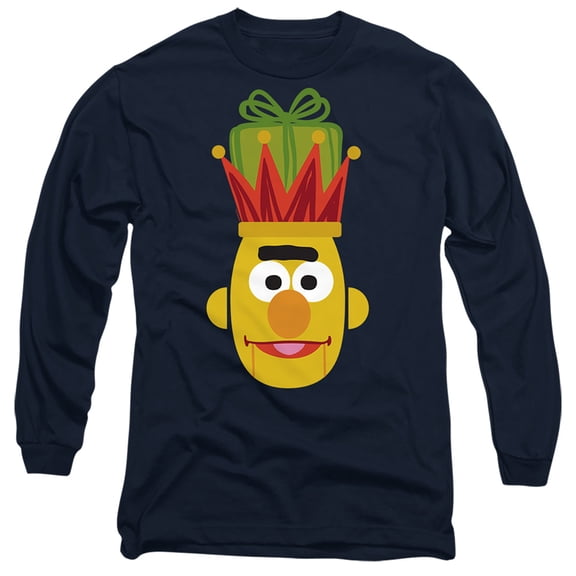 Sesame Street Christmas Nutcracker Bert Unisex Adult Long-Sleeve T Shirt (Small) Navy