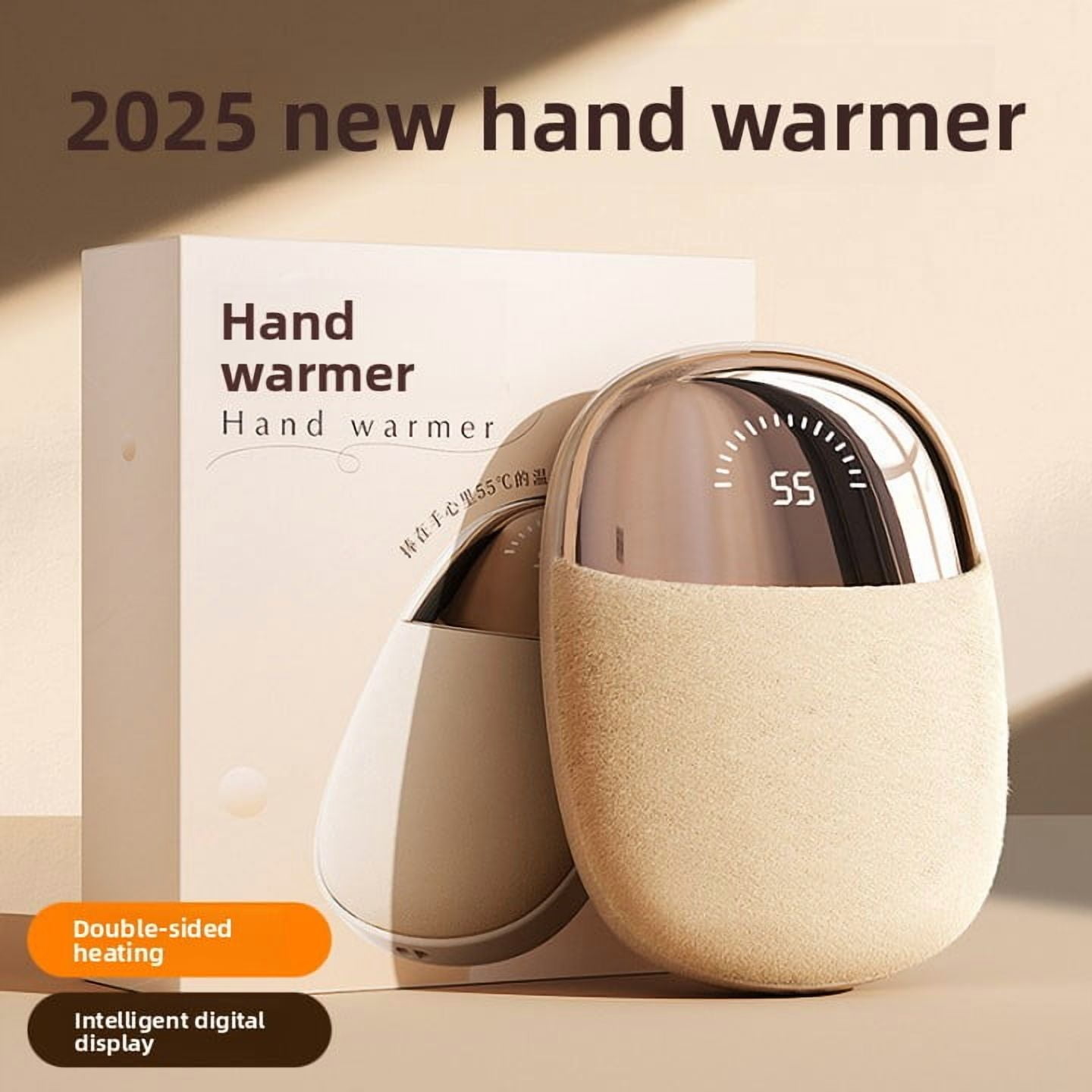 Plush hand warmer, double-sided heating, with digital display, 6 layers of protection, long battery life.