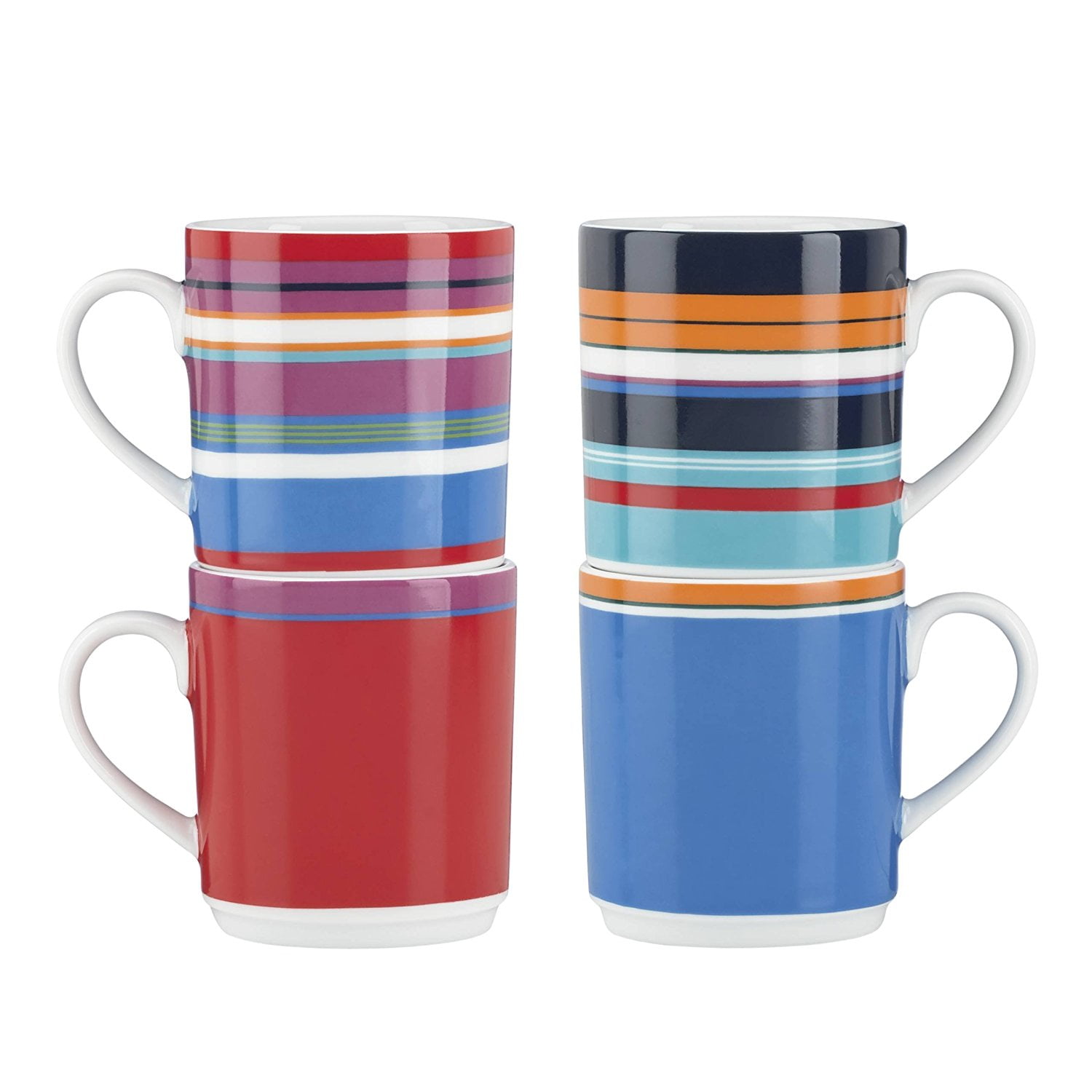 DKNY Urban Essentials White Stacking Mugs with Rack (Set of 4