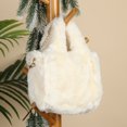 thumbnail image 4 of Bolso de viaje de felpa suave Otoño Invierno bolso de mano femenino cálido Simple Casual para el trabajo, 4 of 9