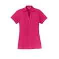 thumbnail image 5 of Port Authority Ladies Silk Touch Y Neck Polo-S (Pink Raspberry), 5 of 6