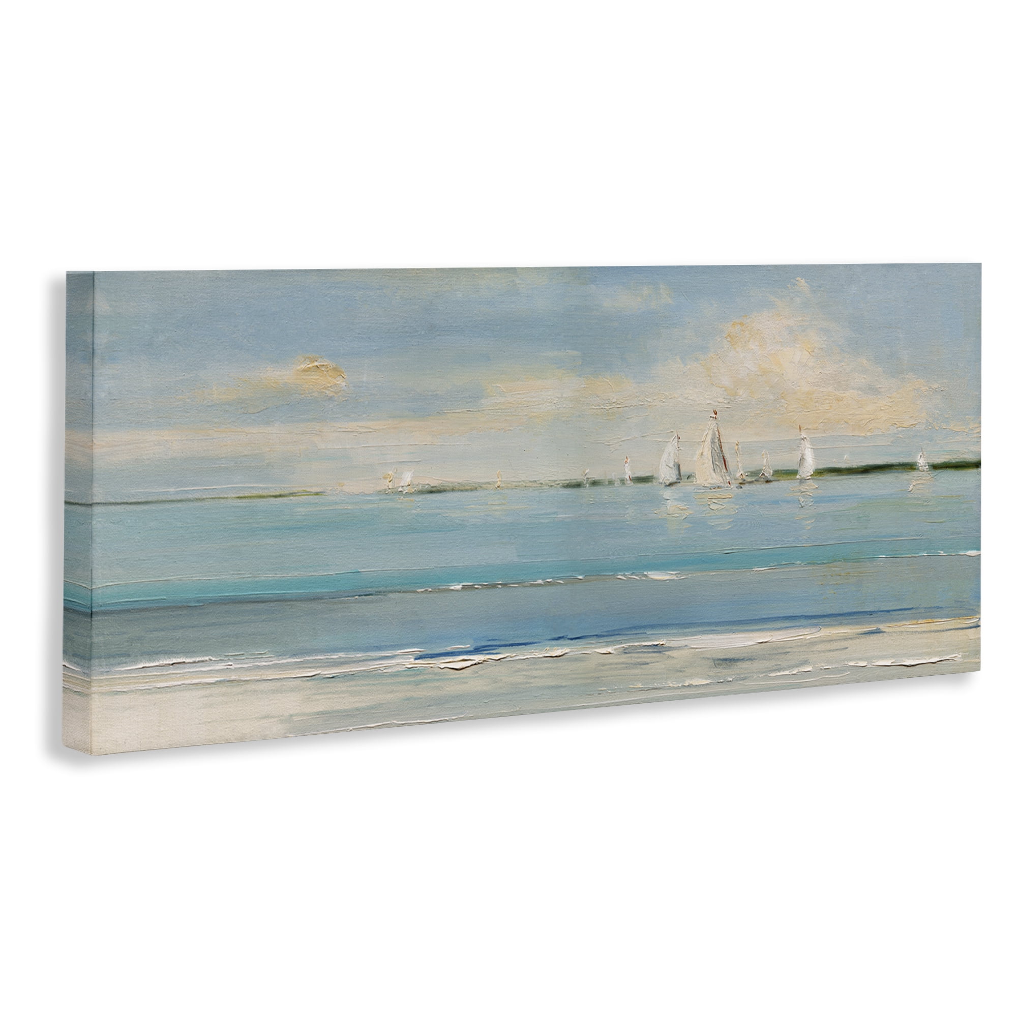 Stupell Industries Distant Painterly Sailboats Nautical & Beach Painting Wrapped Canvas Art Print Wall Art, 30 x 13