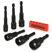 NEIKO 10190A Magnetic Nut Driver Set, 6 Piece Impact Nut Driver Set, SAE, 1/4 to 9/16, 2-9/16 Long Nut Driver Bit Set for Impact Drill, Cr-V