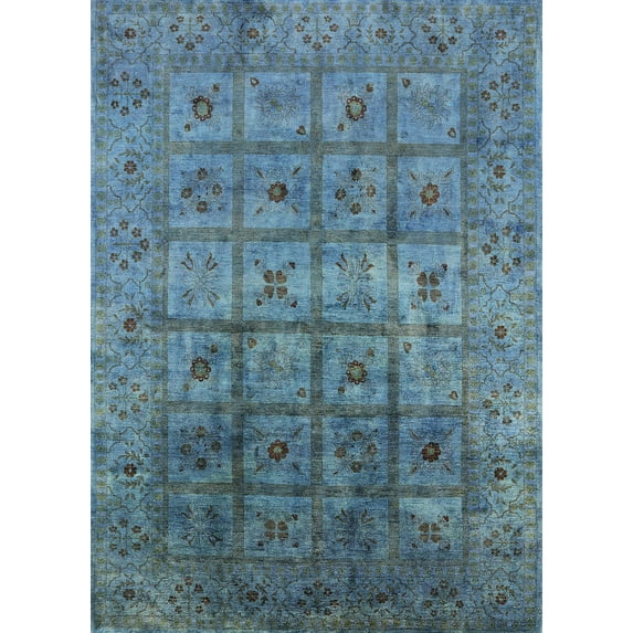 Ahgly Company Machine Washable Indoor Rectangle Industrial Modern Greenish Blue Green Area Rugs, 8' x 12'