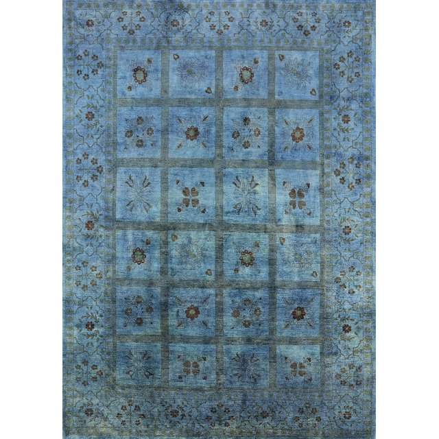 Ahgly Company Machine Washable Indoor Rectangle Industrial Modern Greenish Blue Green Area Rugs, 7' x 10'