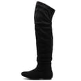thumbnail image 2 of Ollio Women's Shoe Stretch Faux Suede or Faux Leather Over The Knee Flat Wrinkle Long Boots, 2 of 5