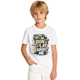 thumbnail image 2 of Boys Faith Cross Graphic Tees, Camo Letter Short Sleeve Kids T-Shirt, 100% Cotton Soft Casual Tops for Children, 2 of 5