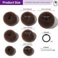 thumbnail image 5 of MRSXXNTY Donut Hair Bun Maker 7 Pieces,Ring Style Bun Maker Set with Hair Bun Makers (1 extra-large, 2 large, 2 medium and 2 small), 5 pieces Hair Elastic Bands, 20 pieces Hair Pins, Dark Brown, 5 of 6