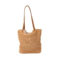 thumbnail image 2 of Bolso de hombro para mujer, estilo bohemio, tejido, de viaje, moderno y portátil. Caqui 30cmx34cm, 2 of 9