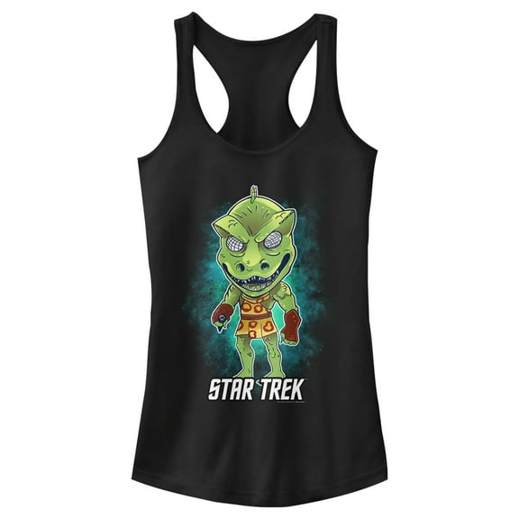 Junior's Star Trek: The Original Series Cartoon Gorn Alien Racerback Tank Top Black Small