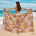 thumbnail image 4 of Yuyamidu Orange Hippy Flowers Womens 3pcs Bikini Swimsuits Summer Beach Swimwear Sexy Swimsuit with Beach Sarong Wraps Halter Bikini Top Triangle Bottoms, 4 of 6