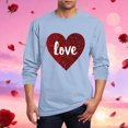 thumbnail image 2 of LJEFF Men's Valentine's Day Long-Sleeve Shirt, Heart Print Regular Fit Crew Neck Casual Men's Tees Light Blue, 2 of 5