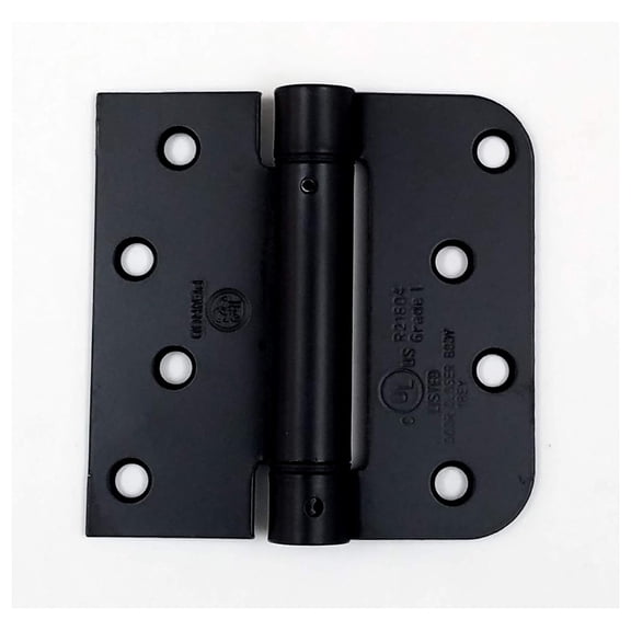 Spring Hinges 4 Inch with 5/8 Inch Square Corner, Self Closing Adjustable, Flat Black, 2 Pack