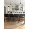 thumbnail image 4 of Nathan James Cohen Mid-Century Modern Leather Bar Stool, Counter Height Chair in Solid Wood Frame with Footrest and Woven Leather Back for Kitchen, Black, 4 of 7