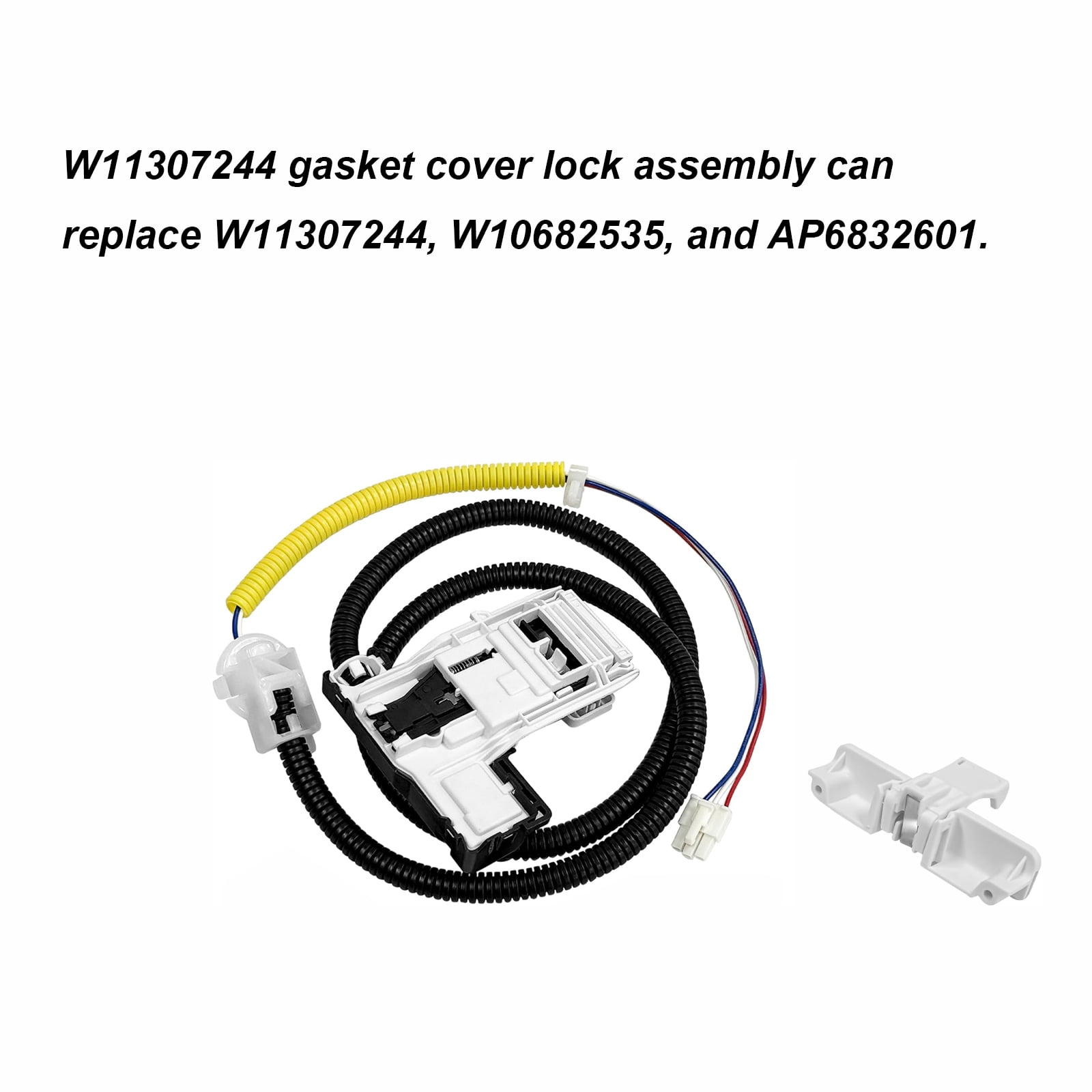 W11307244 Washer Lid Lock Switch, Plastic Washing Machine Gasket Cover Lock Assembly, Replace W11307244, W10682535 and AP6832601