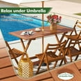 thumbnail image 6 of Spaco 54.5x27.5 Inch Patio Dining Table, Teak Finish Table with Umbrella Hole, Extendable Table for Patio, Garden, Backyard, Brown, 6 of 11