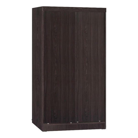 Better Home Products Modern Wood Double Sliding Door Wardrobe in Tobacco