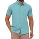 thumbnail image 1 of CAMISAS DE NEGOCIO DE MANGA CORTA DE COLOR SÓLIDO PARA HOMBRES CON CUELLO PUNTA Y BOTONES XL AZUL, 1 of 6