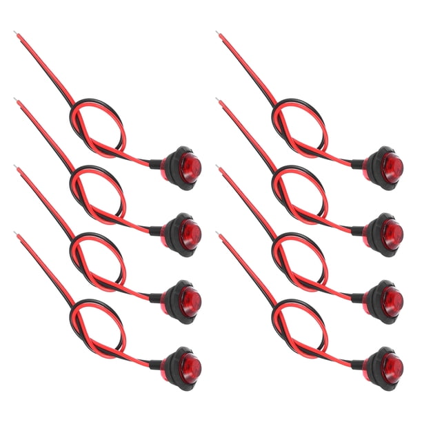 Luces de remolque LED para camiones Unique Bargains 12V, luces de marcador redondas de plástico impermeables rojas, 8 piezas
