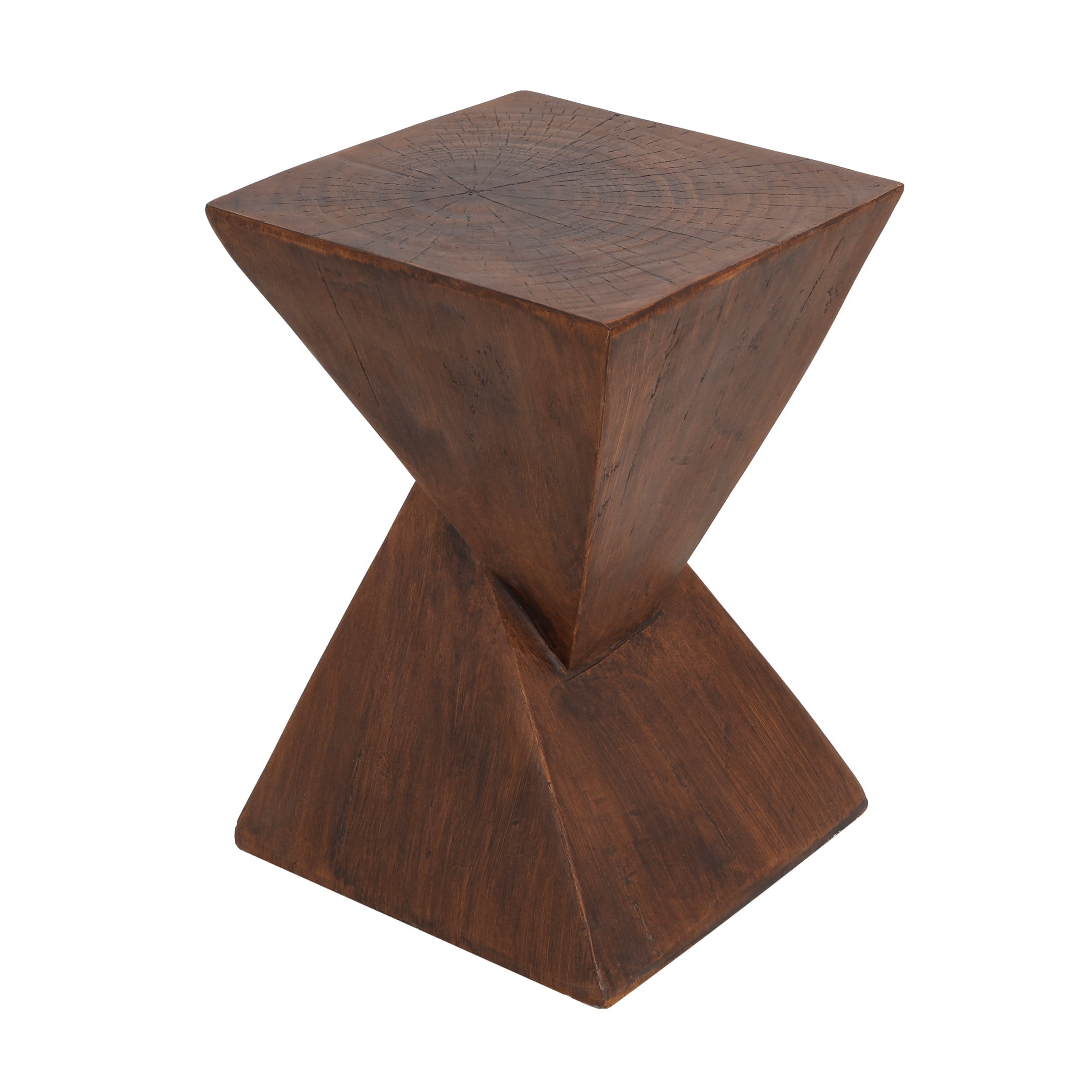 Christopher Knight Home Outdoor MGO Hourglass Side Table, 18" Tall Wood Grain Accent Table, Dark Brown