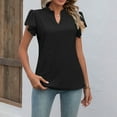 thumbnail image 7 of Hot days, bold styles Olyvenn Womens Eyelet Tops Summer V Neck Puff Short Sleeve T Shirts Loose Fit Casual Cute Top Blouses for Women Black XXL, 7 of 7
