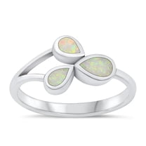 CHOOSE YOUR COLOR White Simulated Opal Wholesale Ring .925 Sterling Silver Teardrop Band CZ Female Size 5