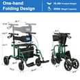 thumbnail image 6 of WalkMate 2 in 1 Rollator Walker Transport Chair for Seniors, 10'' Wheels Medical Rollator for Seniors with Paded Seat Backrest, Adjustable Handle and Detachable Footrests, Green, 6 of 10