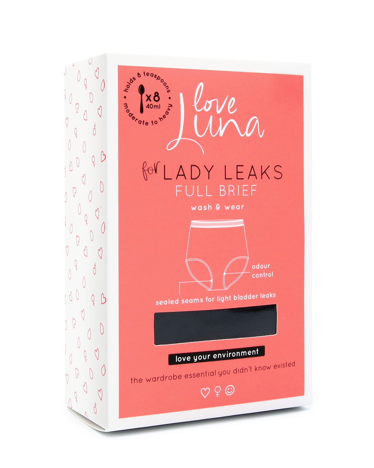 Women's Love Luna LLU-350 Full Lady Leaks Brief Panty (Black 8) 