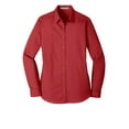 thumbnail image 3 of Port Authority Ladies Long Sleeve Carefree Poplin Shirt Lw100 - Rich Red - XXL, 3 of 4
