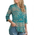 thumbnail image 6 of FOLUNSI Women's Plus Size Tunic Tops Floral Print V Neck Henley Shirts, 6 of 6