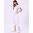 thumbnail image 2 of DARING DIVA Women's Short Sleeve Tie Dye Capri Pants with Pockets Loungewear M Pink, 2 of 7