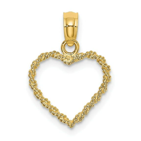 FB Jewels 14K Yellow Gold 3D Rope Heart Pendant Cut Out