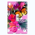 thumbnail image 1 of Metal Light Switch Plate Cover Hibiscus Flower Butterfly Pink Polka Dots FLW035, 1 of 15