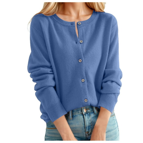 2025 Women's Cardigan Sweater Womens Long Sleeves Leopard Print Cardigan Classic Crew Neck Button Short Sleeve Cardigans for Women Summer Collar Knit Front Open