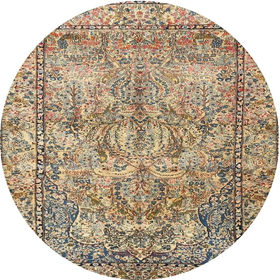 Ahgly Company Indoor Round Traditional Sienna Brown Persian Area Rugs, 4' Round