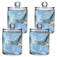 thumbnail image 2 of Gray Fish Pattern Cotton Swabs Cans Translucent Plastic Canisters Dustproof Lid for Bathroom Storage, 2 of 7